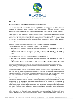 CEO Letter to Shareholders and Potential Investors