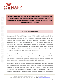 TDR plate-forme Conapp Elections 2015 - Conapp