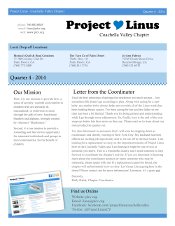 Fourth Quarter 2014 Newsletter - Project Linus Coachella Valley