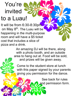 You`re invited to a Luau! - Pleasanton Middle School
