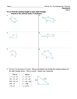 The Pythagorean Theorem Homework Math 8 #1-6