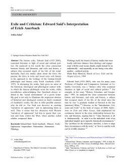 Exile and Criticism: Edward Said`s Interpretation of Erich Auerbach