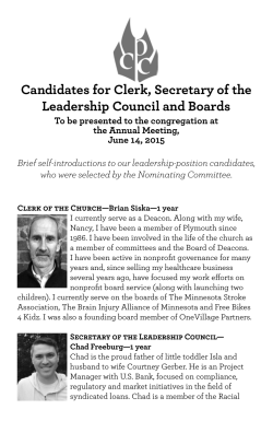Candidates for Clerk, Secretary of the Leadership Council and Boards