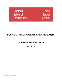 Admissions Policy 2016/17 - Plymouth School of Creative Arts