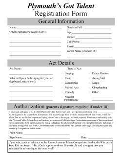 Plymouth`s Got Talent Registration Form
