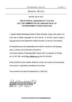 Draft Language Policy of the Department of Basic Education