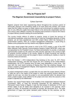 Why do Projects fail? The Nigerian Government