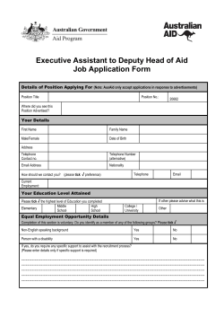 Executive Assistant to Deputy Head of Aid Job Application Form