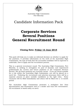 Candidate Information Pack Corporate Services Several Positions