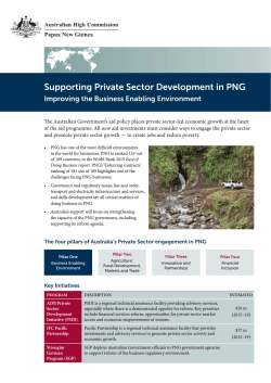 Supporting Private Sector Development in PNGâImproving the