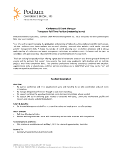 Conference & Event Manager Temporary Full Time Position