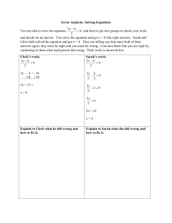 Error Analysis: Solving Equations You are told to solve the equation