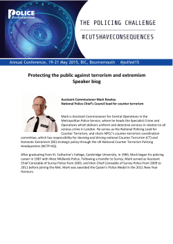 Protecting the public against terrorism and extremism Speaker biog