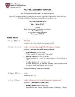 POLITICS AND HISTORY NETWORK 2nd Annual Conference May