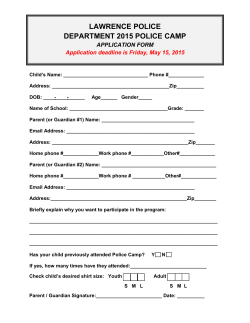2015 Police Camp Application - Lawrence Police Department