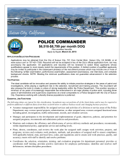 Suisun City Police Commander Job Announcement