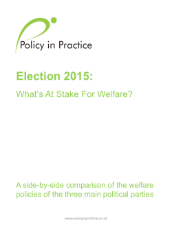 Election 2015: What`s At Stake for Welfare? A