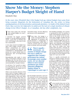 Show Me the Money: Stephen Harper`s Budget