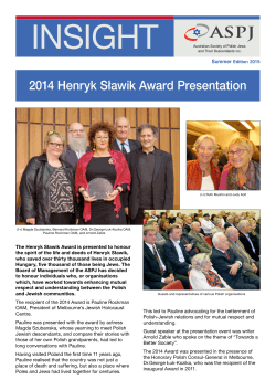 2014 Henryk SÅawik Award Presentation