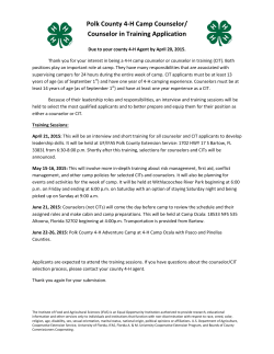 Polk County 4-H Camp Counselor/ Counselor in Training Application