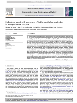 Preliminary aquatic risk assessment of imidacloprid after application