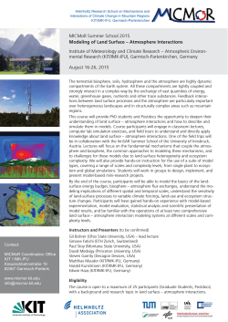 MICMoR Summer School 2015 Modeling of Land Surface