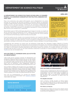 Infolettre avril 2015 - DÃ©partement de science politique