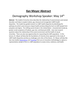 Ilan Meyer Abstract Demography Workshop Speaker: May 14th