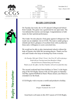 Rugby Newsletter Number 2 Term 1 Week 8 - CCGS Portal
