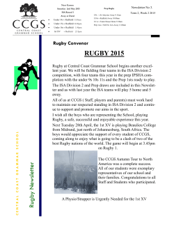Rugby Newsletter Number 3 Term 2 Week 2 - CCGS Portal