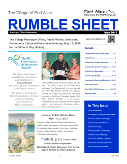 May 2015 Rumble Sheet newsletter