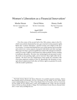 Women`s Liberation as a Financial Innovation