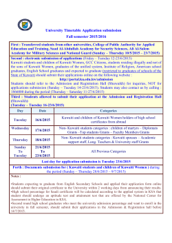 University Timetable Application submission Fall semester 2015/2016