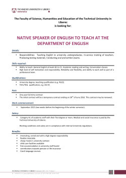 native speaker of english to teach at the department of english