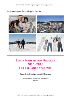 STUDY INFORMATION PACKAGE FOR EXCHANGE STUDENTS