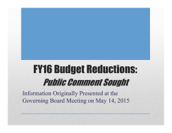 FY16 Budget Reductions