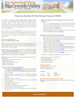 Physician Assistant Studies Bridge Program (MPAS)