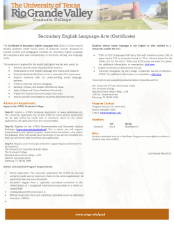 Secondary English Language Arts (Certificate)