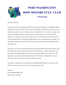 Welcome Letter - Port Washington BMW Club