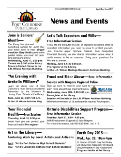 News and Events - Port Colborne Public Library