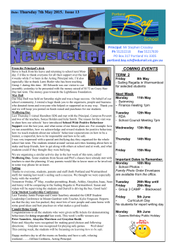 13 Newsletter 7th May 15