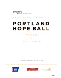 the 2015 Hope Ball Sponsorship Packet
