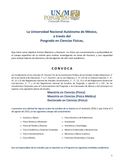 Convocatoria 2016-1 - Posgrado en Ciencias FÃ­sicas, UNAM