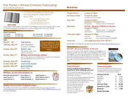 Church Bulletin - Potter`s Wheel Christian Fellowship