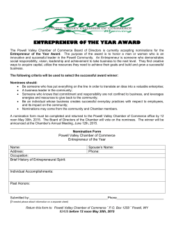 to nominate someone - Powell Valley Chamber of Commerce