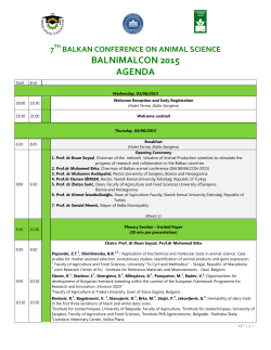 balkan conference on animal science balnimalcon 2015 agenda