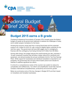 Federal budget brief 2015 - Certified General Accountants