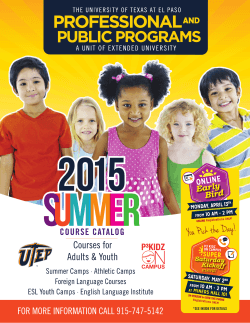 Summer 2015 Course Catalog - Professional and Public Programs
