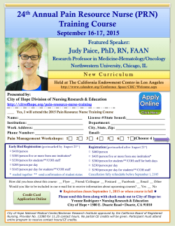 PRN Flyer - Pain and Palliative Care Resource Center