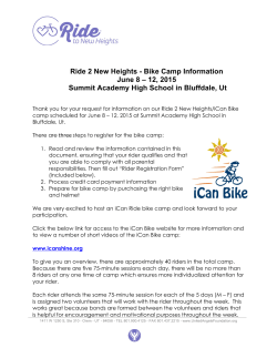 Ride 2 New Heights - Bike Camp Information June 8 â 12, 2015